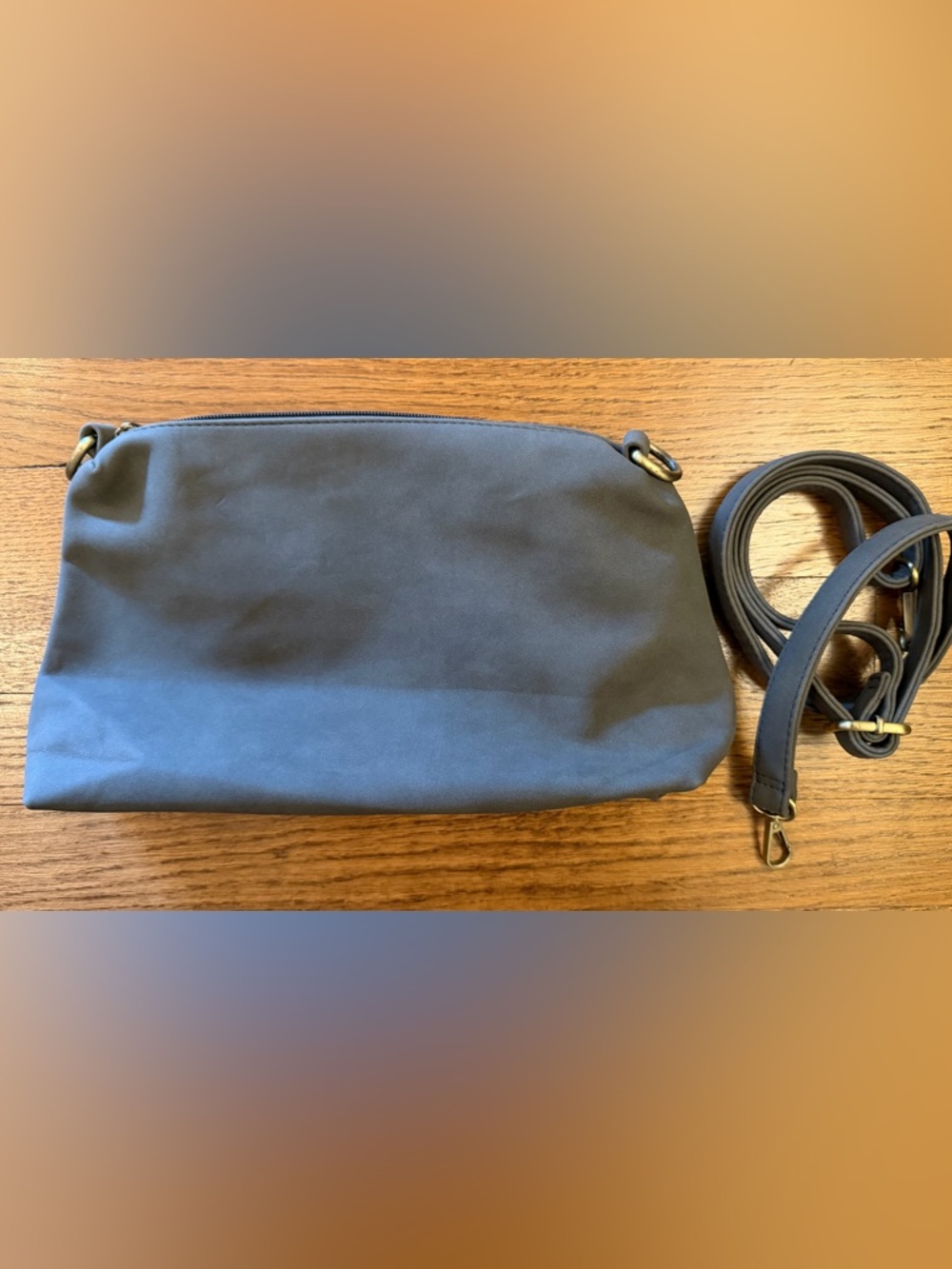 Joy Susan Gray Vegan Leather Crossbody Bag – Floral Interior, NWOT